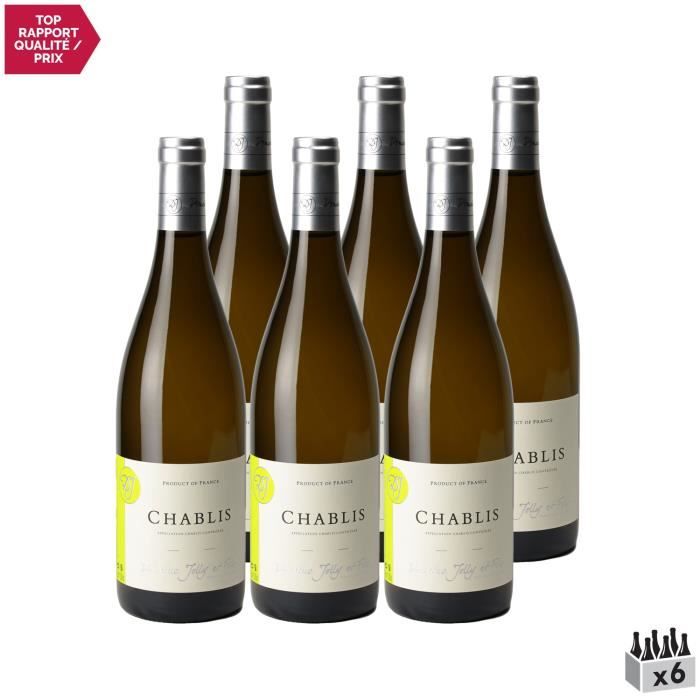 Chablis Blanc 2020 - Lot de 6x75cl - Domaine Jolly - Vin AOC Blanc de Bourgogne - Cépage Chardonnay