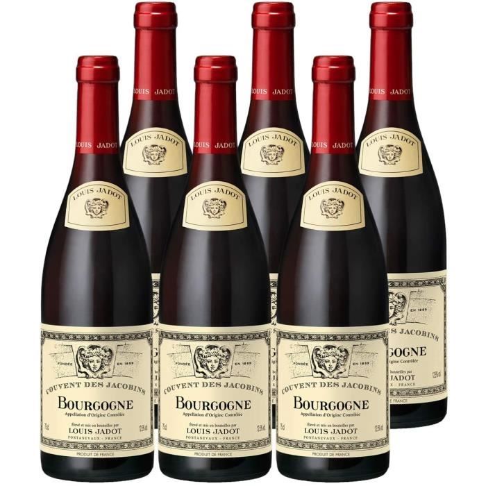 VIN ROUGE Bourgogne Couvent des Jacobins Rouge 2019 - Louis Jadot - Vin AOC Rouge de Bourgogne - Lot de 6x75cl - Cépage P378