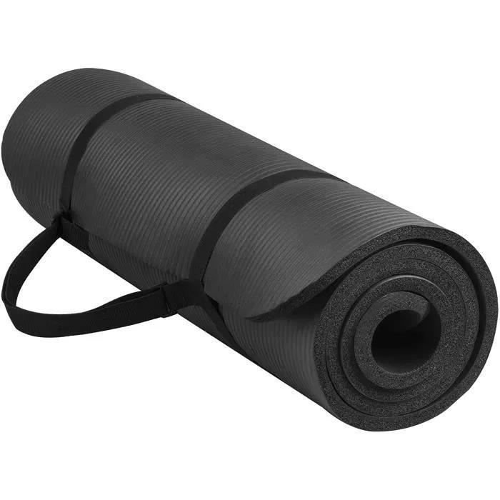 Tapis de Yoga Natte de Gym Insipide extra épais 183 X 61 X 1cm Tapis de sport Gym Tapis de fitness +Sangle de transport Noir