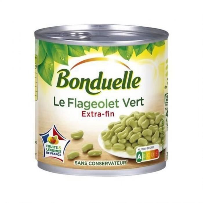 LOT DE 10 - BONDUELLE - Flageolets Verts Extra-Fins - boite de 800 g