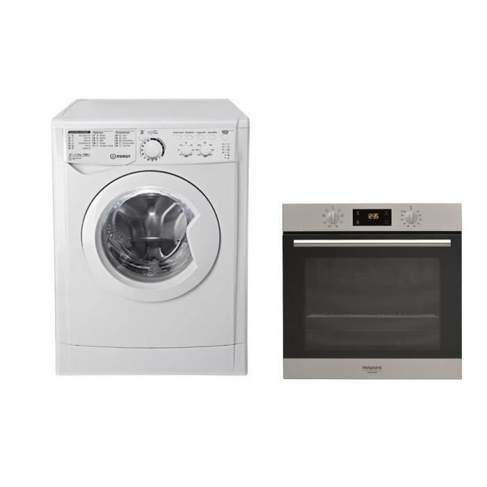 INDESIT EWC71252WFRM Lave-linge frontal - 7 kg + HOTPOINT FA2 540 P IX HA Four électrique encastrable - Chaleur tournante - 66 L