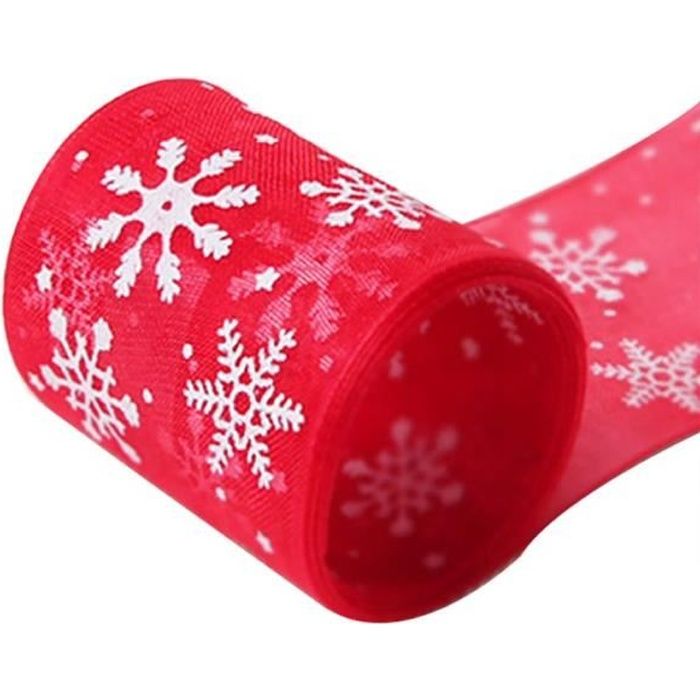 Ruban Rouleau de Tulle Rouge Ruban Design Flocon de Neige de Noël Mariage Partie Fête Cérémonie DIY Décoration Cadeau 4cm x 23m