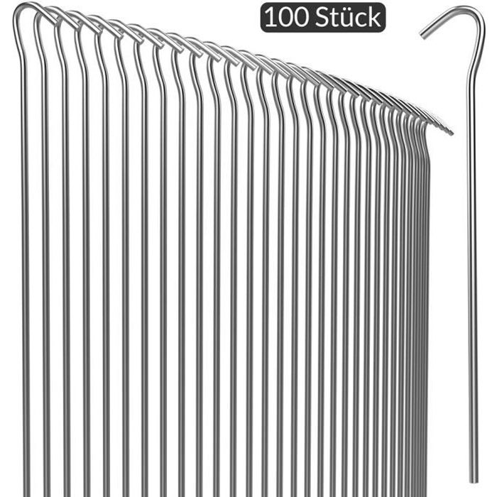 Lot de 100 Piquets de fixation Acier Ø3,5mm Sardine Tente Bâche Piquet Jardin
