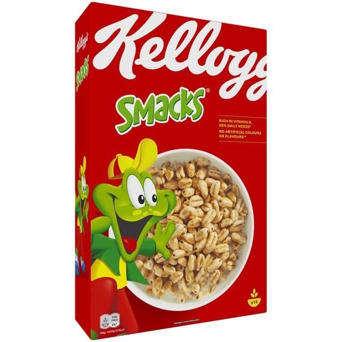 KELLOGG'S SMACKS : Grains de blé soufflés caramélisé 400 g