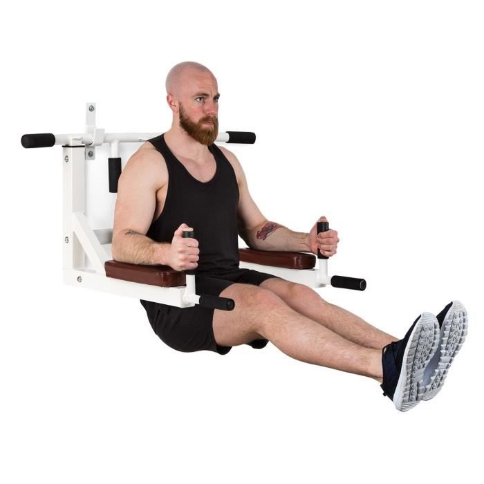 Station de traction multifonction - Klarfit Bouncer MultiGym - pour bras, épaules, dos, abdos et jambes - acier - blanc