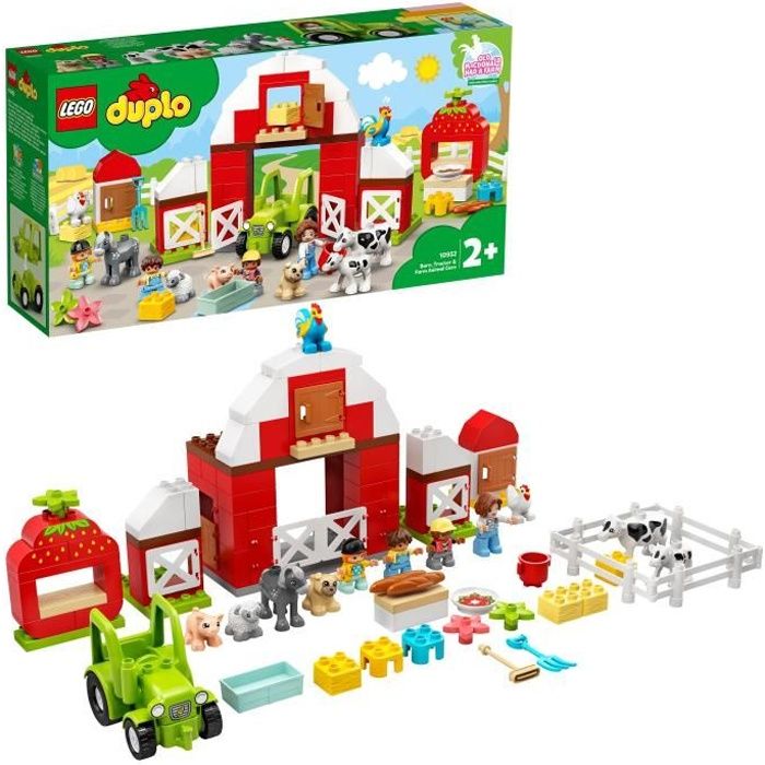 LEGO® 10952 DUPLO® Town La Grange, Le Tracteur et Les Animaux de la Ferme Jouet avec Figurines pour Enfant de 2 Ans et +