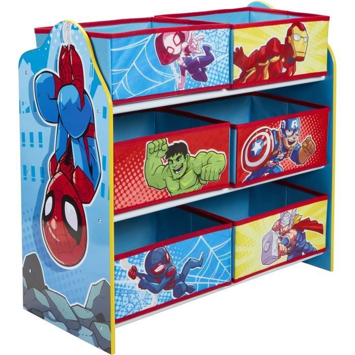 Super-héros Marvel Spider-Man - Meuble de rangement pour chambre d’enfant avec 6 bacs