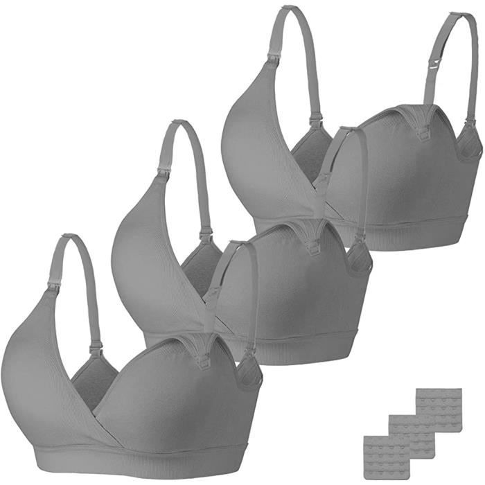 Soutien-Gorge D'Allaitement 3pcs Soutien-Gorge De Maternité Sans Fil Sans Fil Soutien-Gorge De Maternité à Col V Avec Extensions