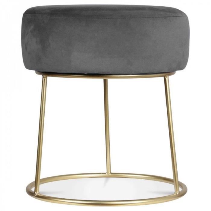 Pouf AXEL - Velours gris - D35X38cm