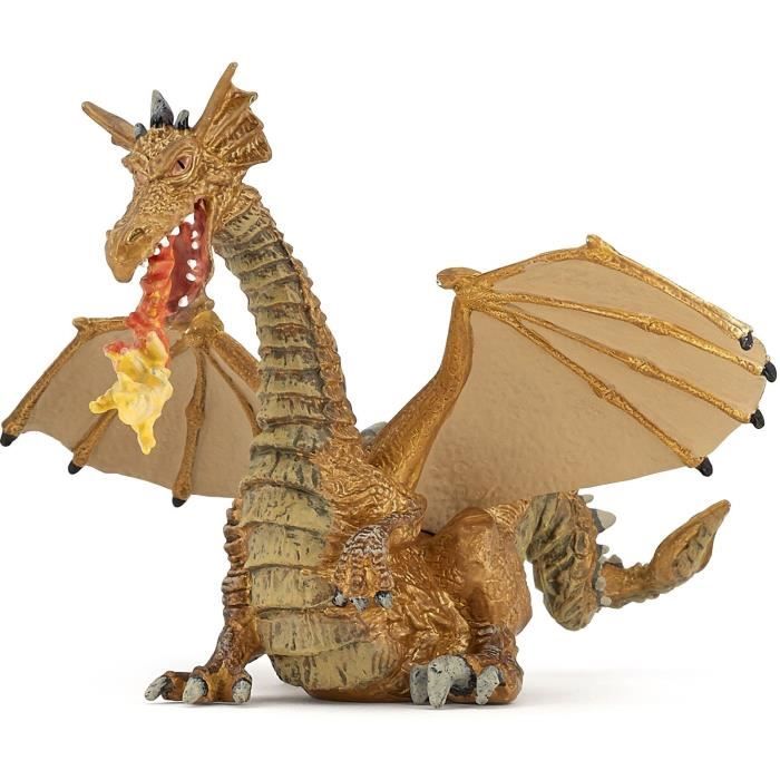 PAPO Figurine Dragon Or avec flamme Pour Enfant