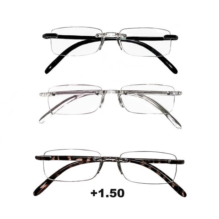 3 Lunettes Lecture Ultra Legere Verres Anti-Reflets Helium +1.50