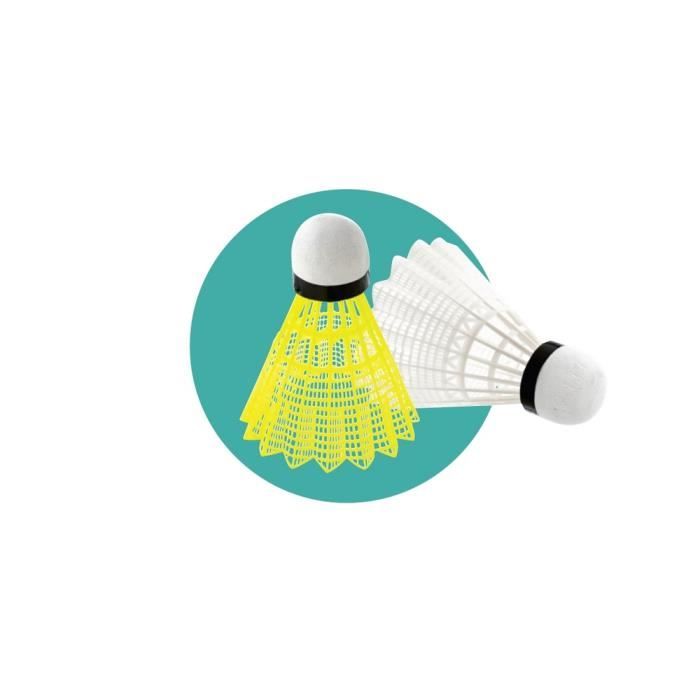 Volant badminton base mousse.Boite de 6.Jupe nylon base liège