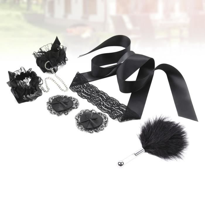 1 Ensemble de 4 PCS Sexy Bondage Set Dentelle Bandeau Menottes Bracelet Poitrine Autocollant Kit Pratique CARTE GRAPHIQUE INTERNE