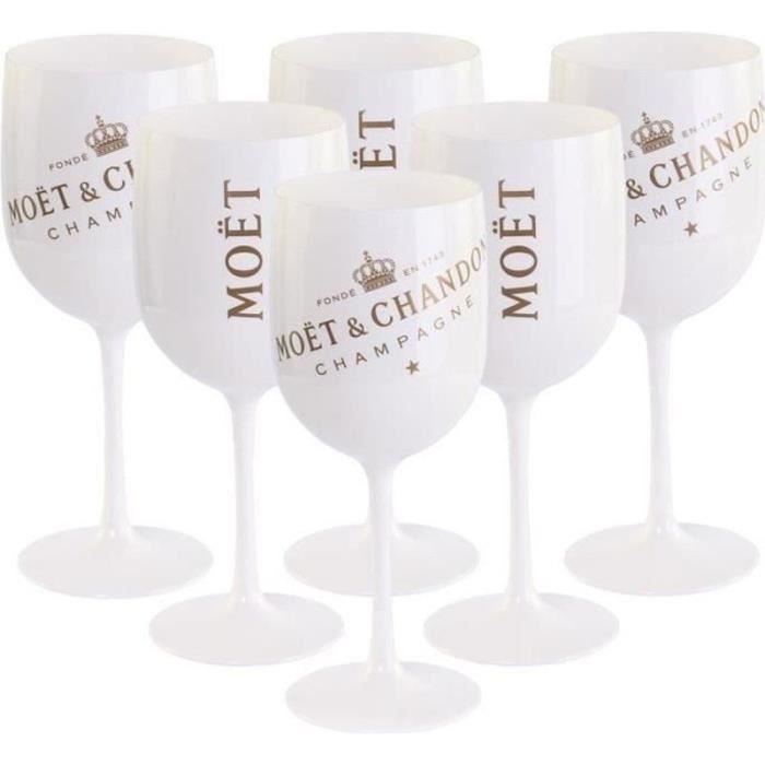 DC26284-6 Verres à vin,Moët Chandon Champagne,blanc-or en acrylique Gobelet