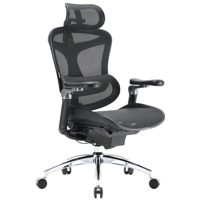 SIHOOC300Pro Chaise de Bureau Ergonomique Avec AccoudoirsSupport Lombaire DynamiqueProfondeur Dassise et Dossier Réglables Noir