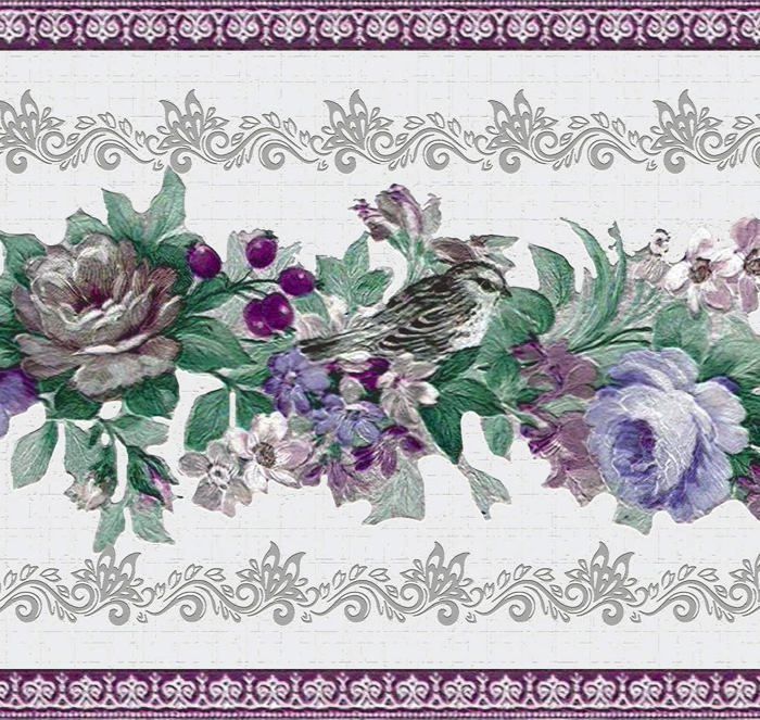 Décalcomanie Céramique Allover Chintz Violet Vigne - 9x13,5 Pouces - USA
