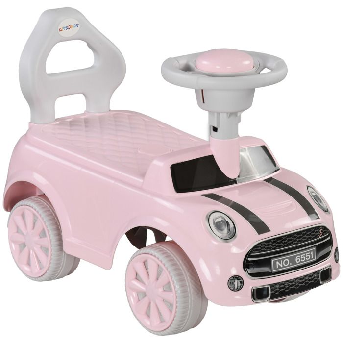 Porteur Enfants Voiture - AIYAPLAY - 18-36 Mois Volant klaxon et Butée Anti-bascule - Charge 25 kg 53x25x35 cm - Rose