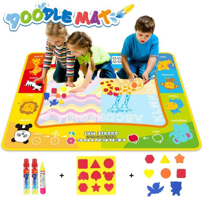 OSDUE Aqua Magic Doodle Tapis de peinture à l'eau, jouet pour enfants, avec tampons, 2 OSDUE Aqua Magic Doodle Tapis de peinture à l'eau, jouet pour enfants, avec tampons, 2
