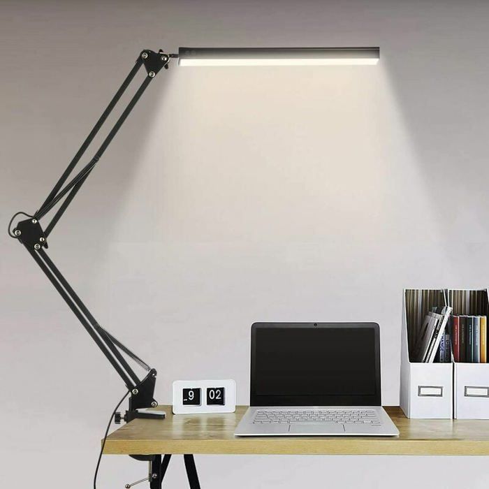 Lampe de bureau LED 14W lampe de table architecte pliable avec pince 10 niveaux de luminosit protection des couleurs mult Largeight