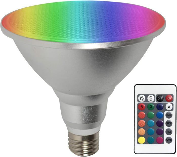Par38 Ampoule Led Couleur Changement Dimmable 30W E27 Télécommande + RGB Couleurs Lampe étanche intérieure extérieure