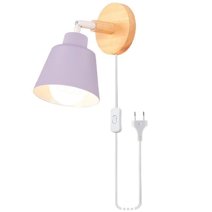 iDEGU Applique Murale Intérieur Moderne Lampe Murale Industriel avec Prise et Interrupteur Réglable E27 Luminaire Vintage Violette