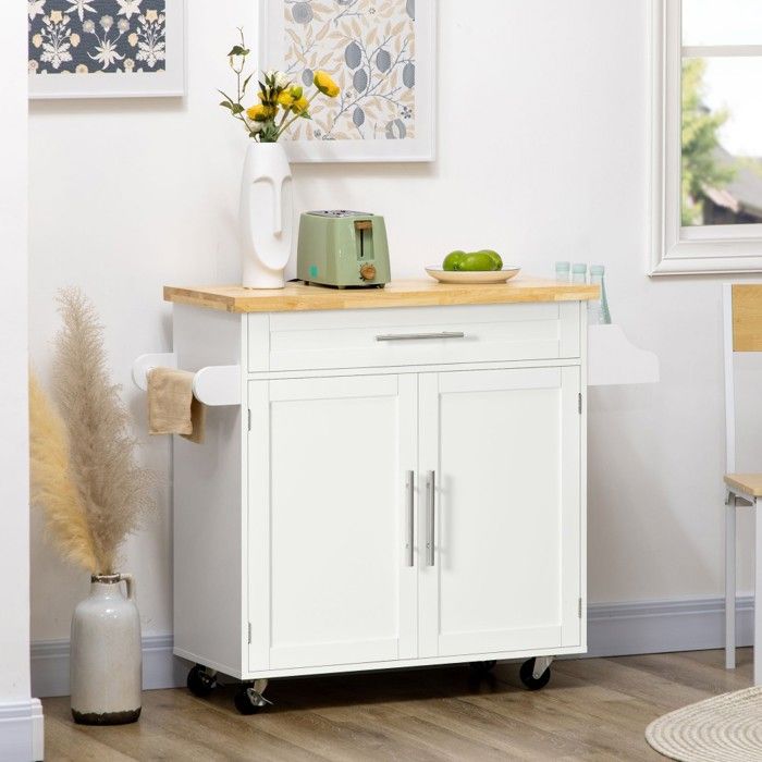 Desserte De Cuisine cuisine blanche 109x40x89cm avec plan de travail étagère à épices et porte-serviettes - salon/salle à manger Desserte De Cuisine cuisine blanche 109x40x89cm avec plan de travail étagère à épices et porte-serviettes - salon/salle à manger