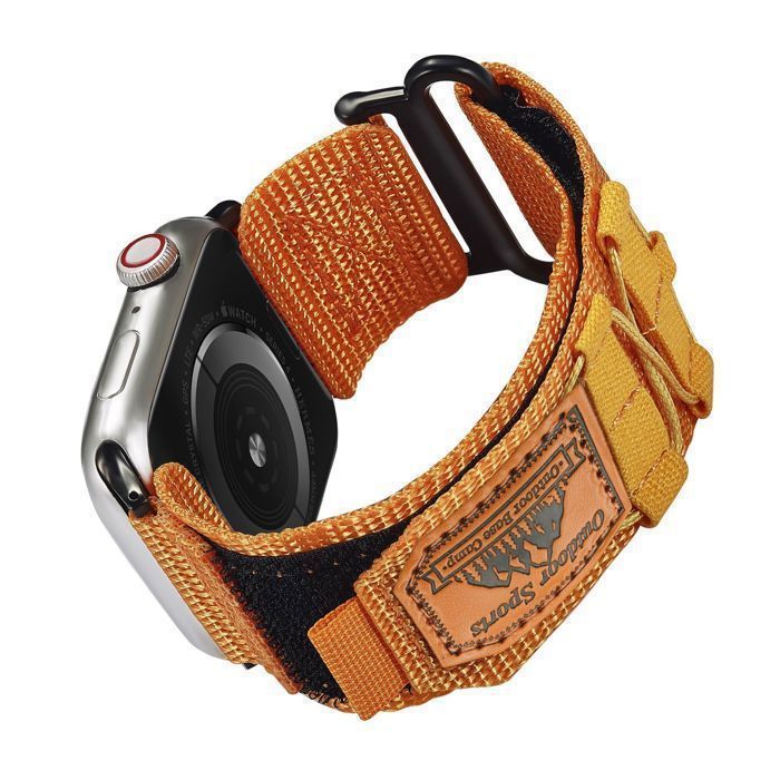 Stravo Bracelet nylon Sport Loop compatible Apple Watch 44/45/46/49 mm Série 4-12 SE 1-3 Ultra 1-4 – Respirant – Orange