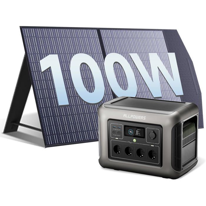 Générateur solaire - ALLPOWERS - R1500 LITE - 1600W - Panneau pliable 100W inclus - Station dénergie portable - Camping voyage