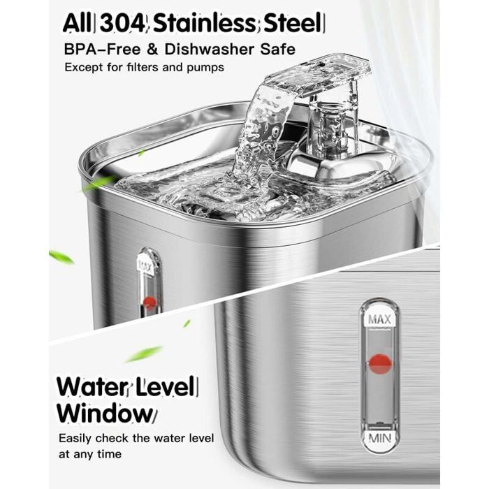 Fontaine eau - RNEMITERY - 22L - Inox - Silencieuse - Réglable