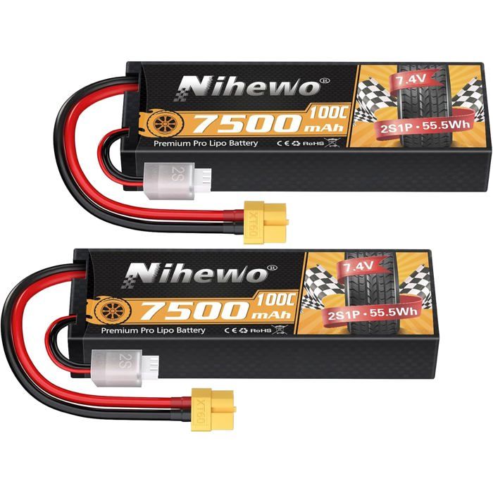Zeee 2s lipo Batterie 6000mAh 7,4V 80C RC Batterie, avec connecteur