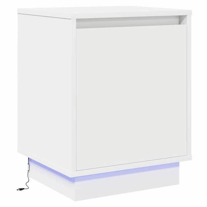 NEW Armoire de lit - Meuble de chevet - avec lumières LED - Blanche 39x34 5x50 cm - @3996@