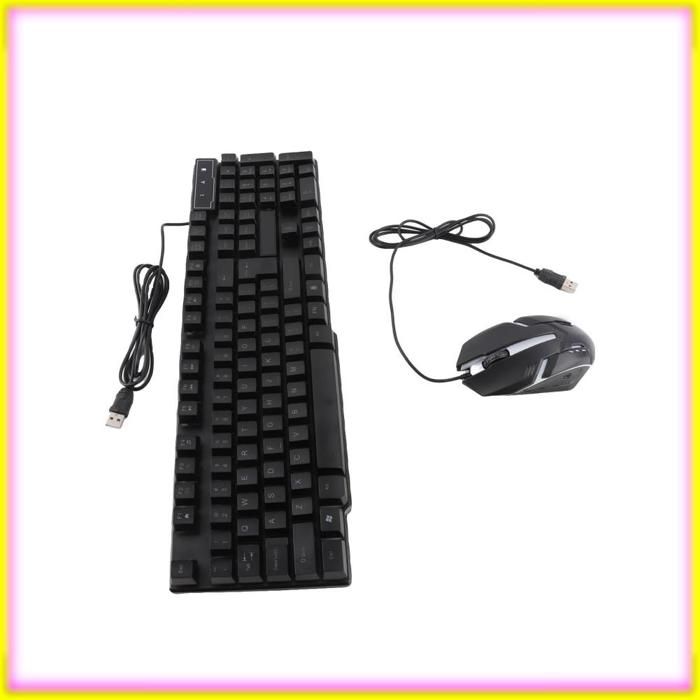 keenso Combo de jeu Ensemble Combo de Clavier de Jeu 104 Clés RVB RGB Souris de Jeu Ergonomique Casque informatique boite Noir