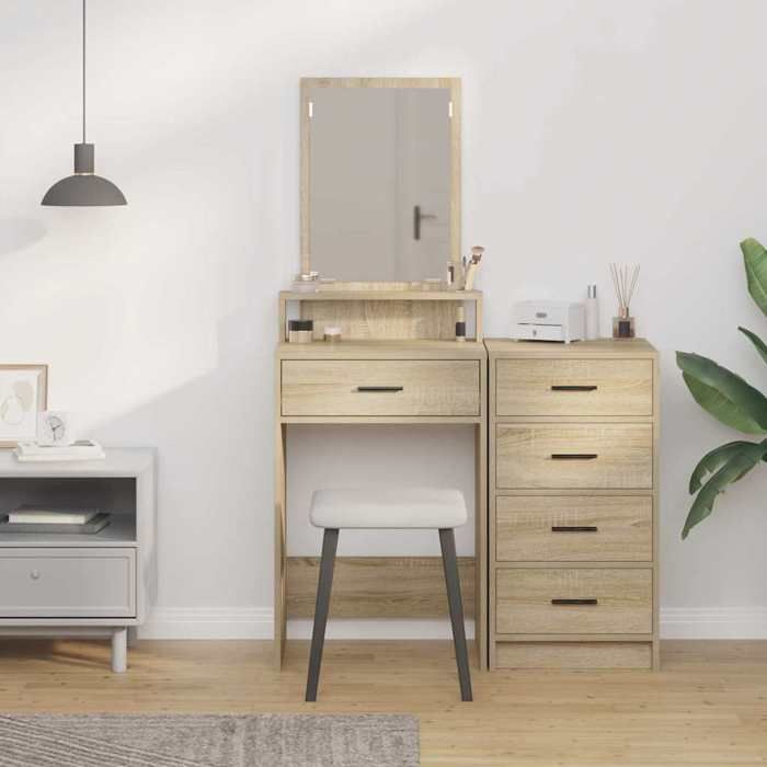 Black Week Coiffeuse pour Femmes - BURKE - Chêne Sonoma 50x41x140 cm - Bois dingénierie CC287