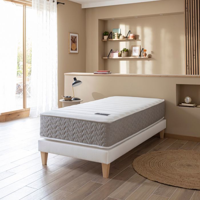 Matelas Ressorts Ensachés & Mémoire de forme 90x200 cm - LEnvie - Blanc - Garantie 5 ans - Terre de Nuit Matelas Ressorts Ensachés & Mémoire de forme 90x200 cm - LEnvie - Blanc - Garantie 5 ans - Terre de Nuit