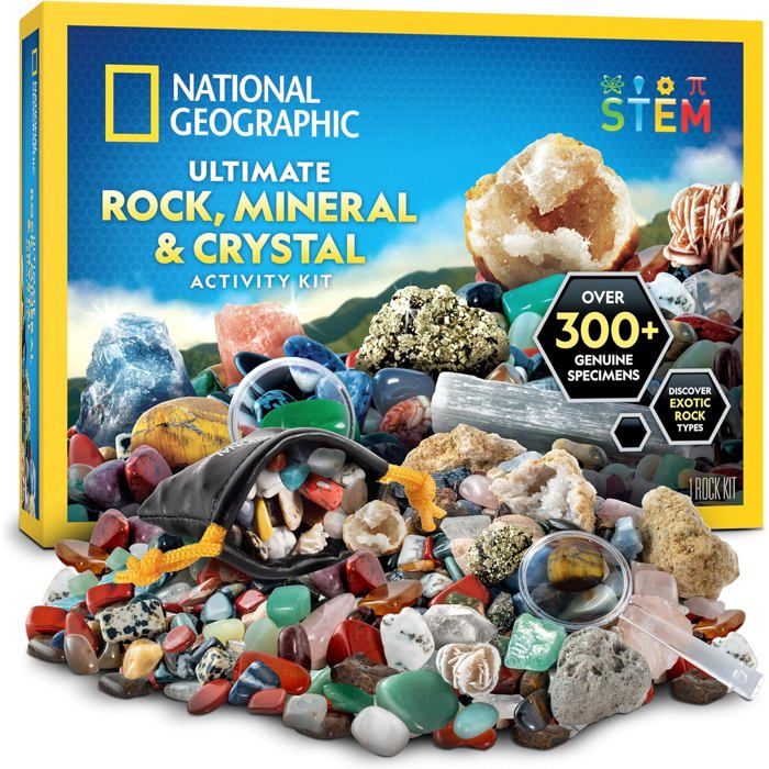 National Geographic Boîte de collection de roches pour enfants – 300 pièces – Kit scientifique de pierres précieuses, minéraux et cristaux, cadeau géologique pour garçons et filles National Geographic Boîte de collection de roches pour enfants – 300 pièces – Kit scientifique de pierres précieuses, minéraux et cristaux, cadeau géologique pour garçons et filles