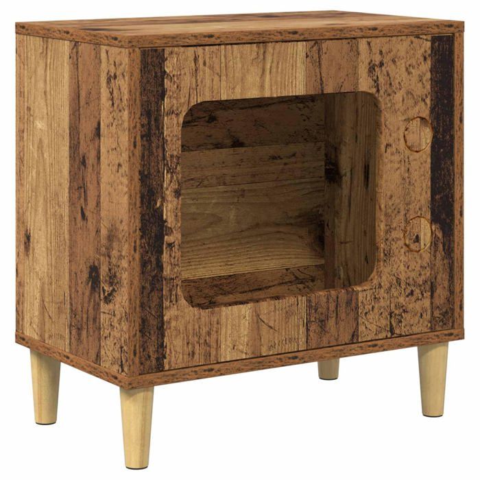 Niche pour chat en bois - vidaXL - 51x30x52 cm - Bois dingénierie - Vieux bois - Durable - Pour usage intérieur Niche pour chat en bois - vidaXL - 51x30x52 cm - Bois dingénierie - Vieux bois - Durable - Pour usage intérieur