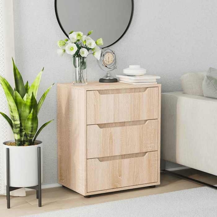 Moderne Buffet/Commode BURKE Armoire de rangement VISNES chêne sonoma 60x40x73 cm bois dingénierie AA2783