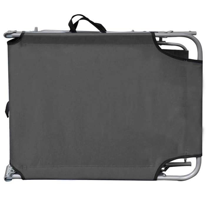 Transat pliable avec auvent - MEUBLECHIC - 1885x575x27 cm - Gris - Dossier réglable - Pliable