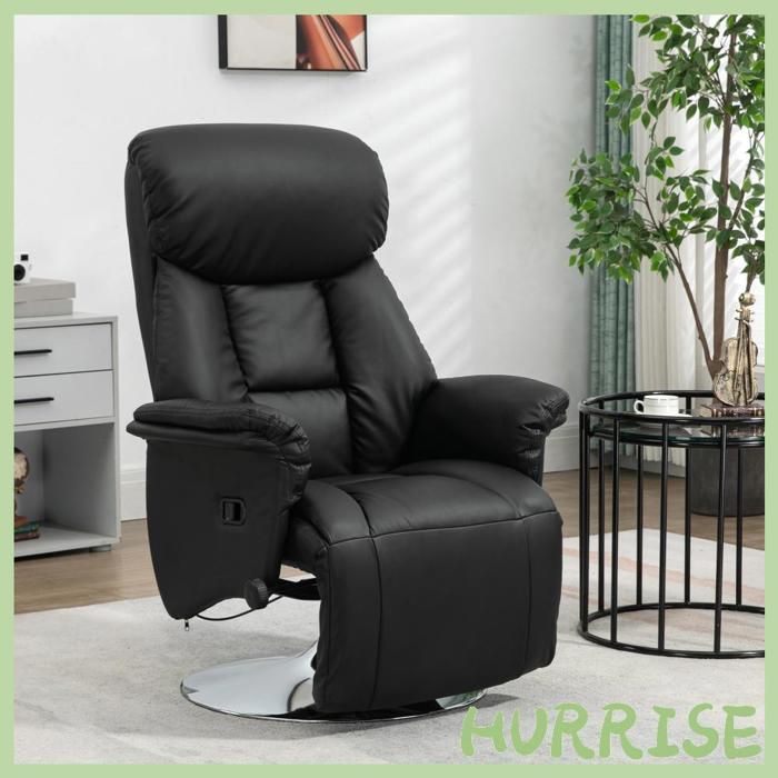 Cocosity Fauteuil De Relaxation Inclinable Pivotant Repose-Pied Réglable JusquÀ 150 Kg Pour Salon Chambre Home Cinéma Noir