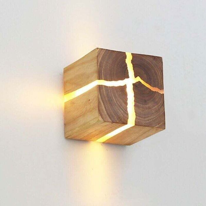 Applique murale en bois - PZCC - 8 cm - Chêne blanchi - Design nordique - 5W - LED incluse - Zone dirradiation 3-5 m²