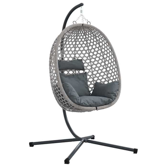 Chaise œuf suspendue - 1 PLACE - Conception ergonomique - anthracite et gris 104x100x191 cm V5183