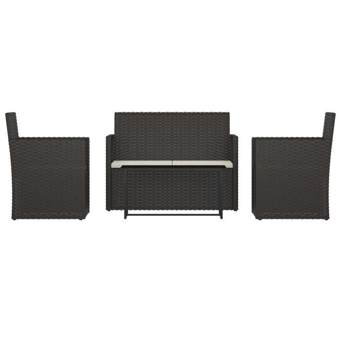 Style minimaliste - Salon de Jardin - Mobilier dextérieur 4 pcs avec coussins Résine tressée Noir - 80x40x37 cm dfa6906990