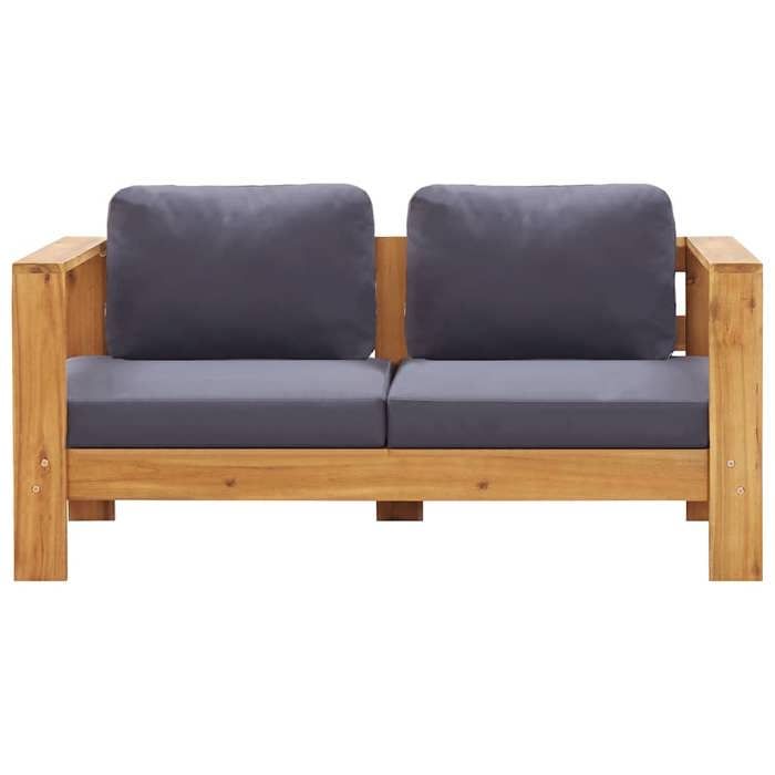Banc de jardin - moderne - Meuble de balcon - avec coussins - 140 cm - Bois dacacia solide Gris CC2680