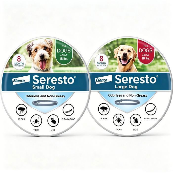 Colliers Seresto grands & petits chiens recommandés vétérinaires  Anti-puces/tiques  8 mois protection chacun