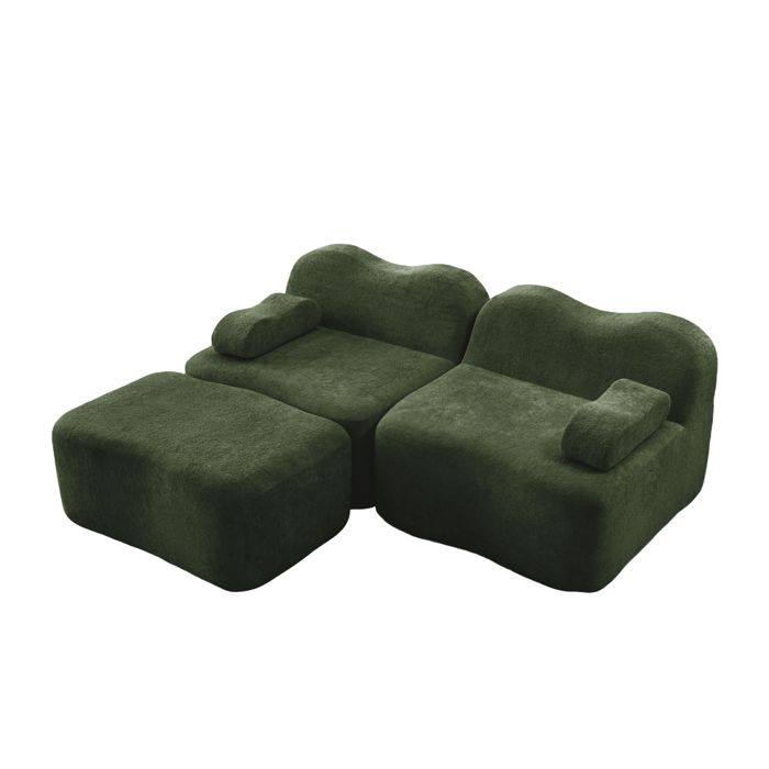 Canapé compressé dangle modulaire -canapé-lit convertible en forme de L 2 places - coussin de siège profond salon vert