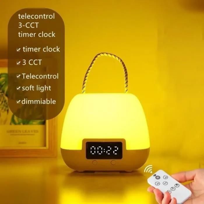 Lampe à Poser Sans Fil LED Lampe de Chevet Dimmable 3 Modes de Lumière Minuterie Intégrée pour Bureau et Chambre Adulte Enfant