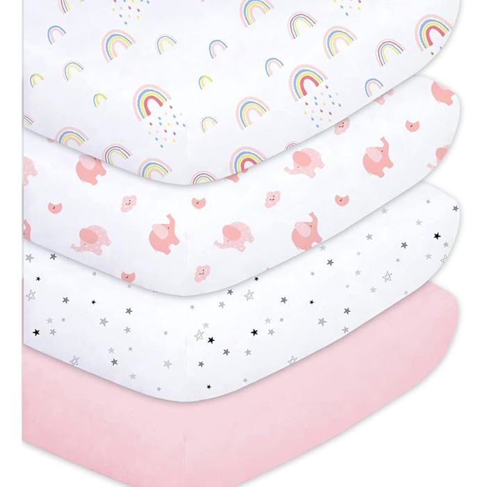 Little Grape Land Draps Housse 60x120 cm Lot de 4Draps Housse Lit Doux et Respirants en 4pk 60*120 Arc en ciel
