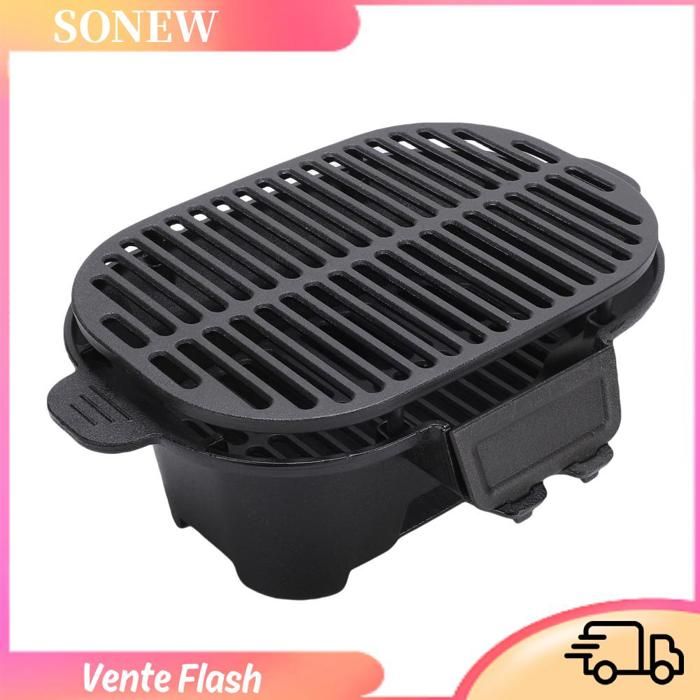 Gril Hibachi portatif en fonte barbecue au charbon de bois de table de style japonais pour jardin de camping en plein air
