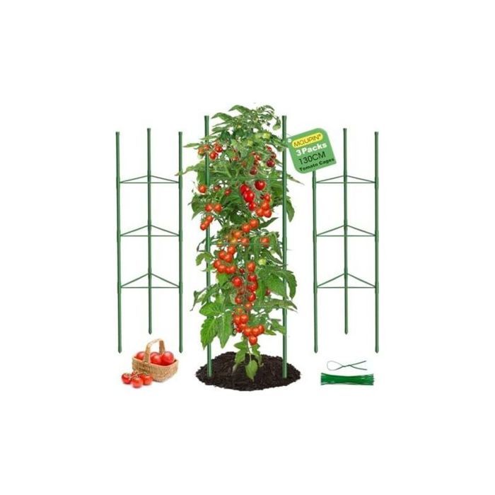 Tuteur Tomate 130cm - 3 pcs Support Vertical pour Légumes & Fleurs Grimpantes