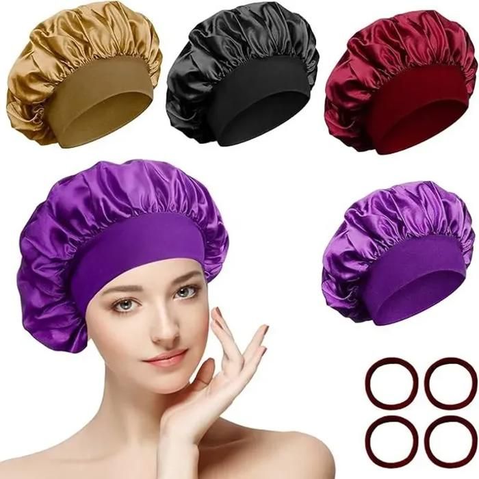 Bonnet de Nuit - Satin - 4 Pièces - Élastiques Inclus - Protection Cheveux - Doux
